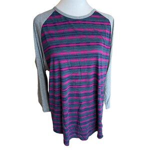 LuLaRoe 2XL Raglan Sleeve Shirt Polyester/Spandex Blend, comfortable casual wear